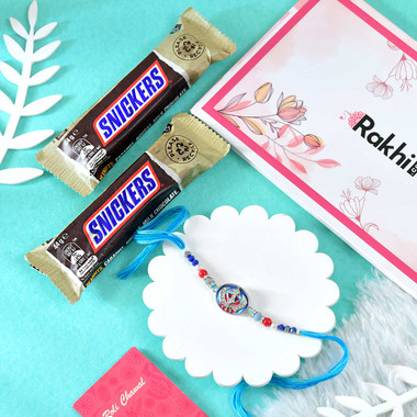 Read more about the article Pious Khanda Sahib Rakhi With Snicker Chocolates