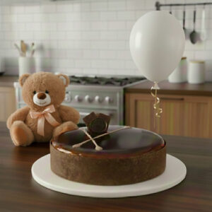 Read more about the article Caramel Glaze Mud Cake With Brown Teddy & Balloon