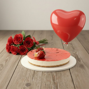 You are currently viewing Six Red Roses Bouquet with Wild Strawberry Cake & Balloon
