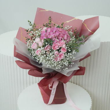 You are currently viewing Pink Hydrangea & Baby Roses Bouquet Online UAE