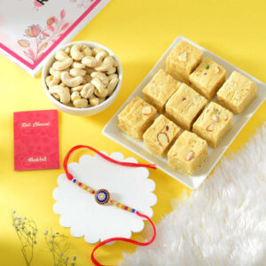 Read more about the article Designer Mandala Rakhi With Soan Papdi And Cashew