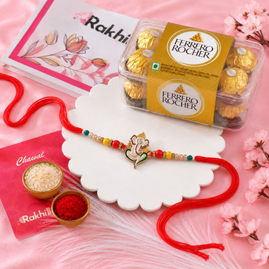 Read more about the article Five Rudraksha Rakhi With Gourmet Hamper