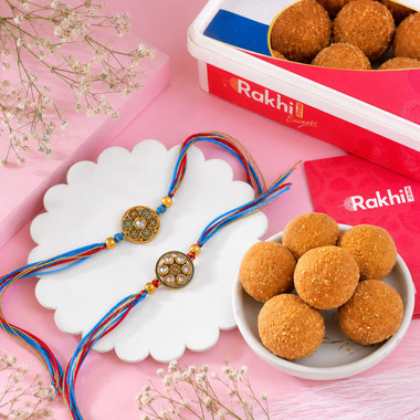 Read more about the article Set of 2 Rakhi with Besan Laddoo
