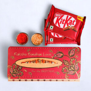 Read more about the article Blue and pink floral design Rakhi With Dry Fruits