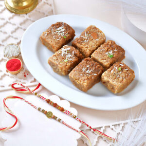 Read more about the article Sacred Rudraksha Rakhi Set with Milk Cake