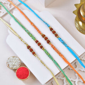 Read more about the article Set of 4 Colorful Rudraksha Rakhi Collection